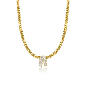 Pave Initial Solid Cuban Necklace