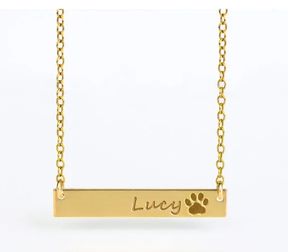 Paw Print Bar Necklace - Standard Paw