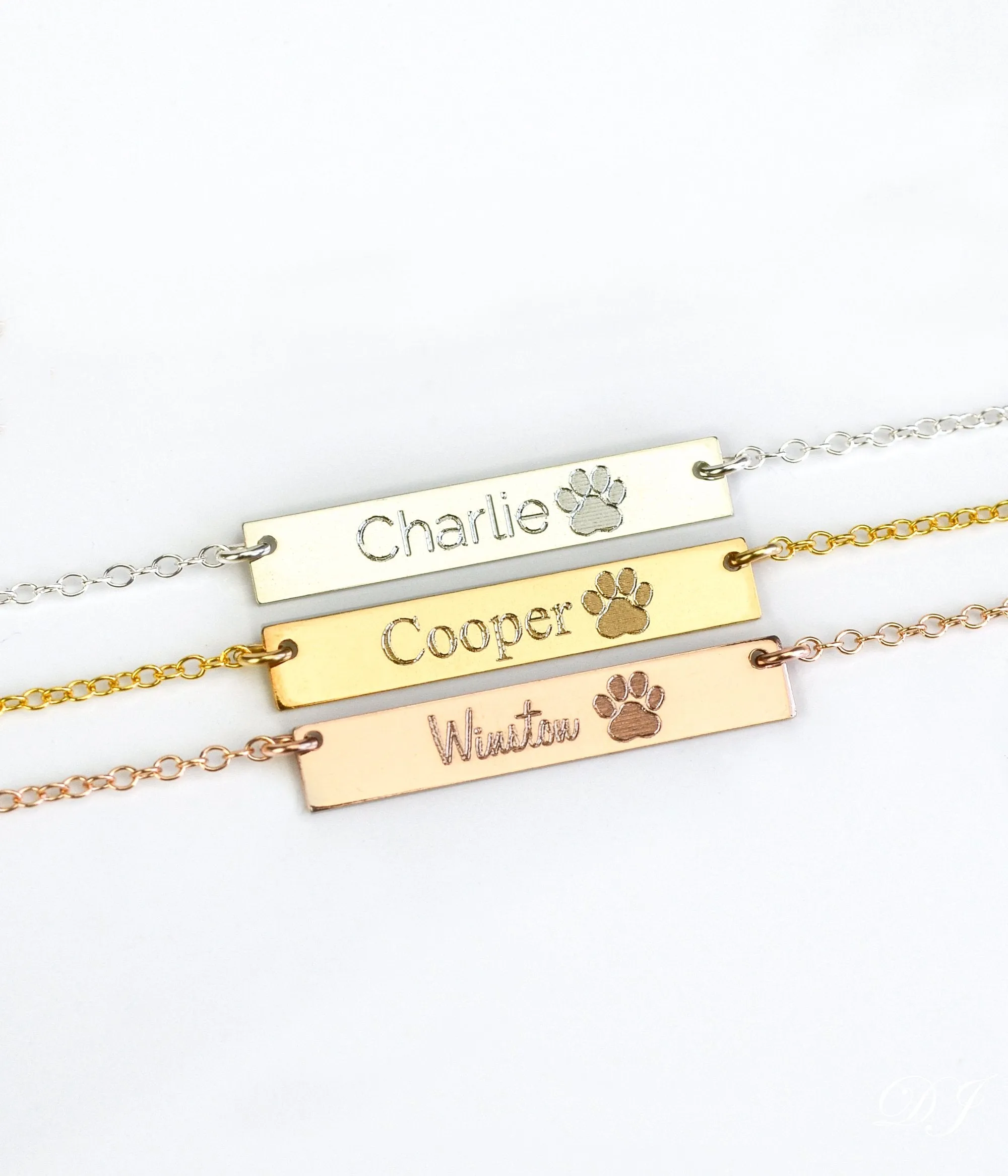 Paw Print Bar Necklace - Standard Paw