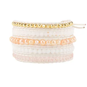 Peach Pearls and Crystals on White