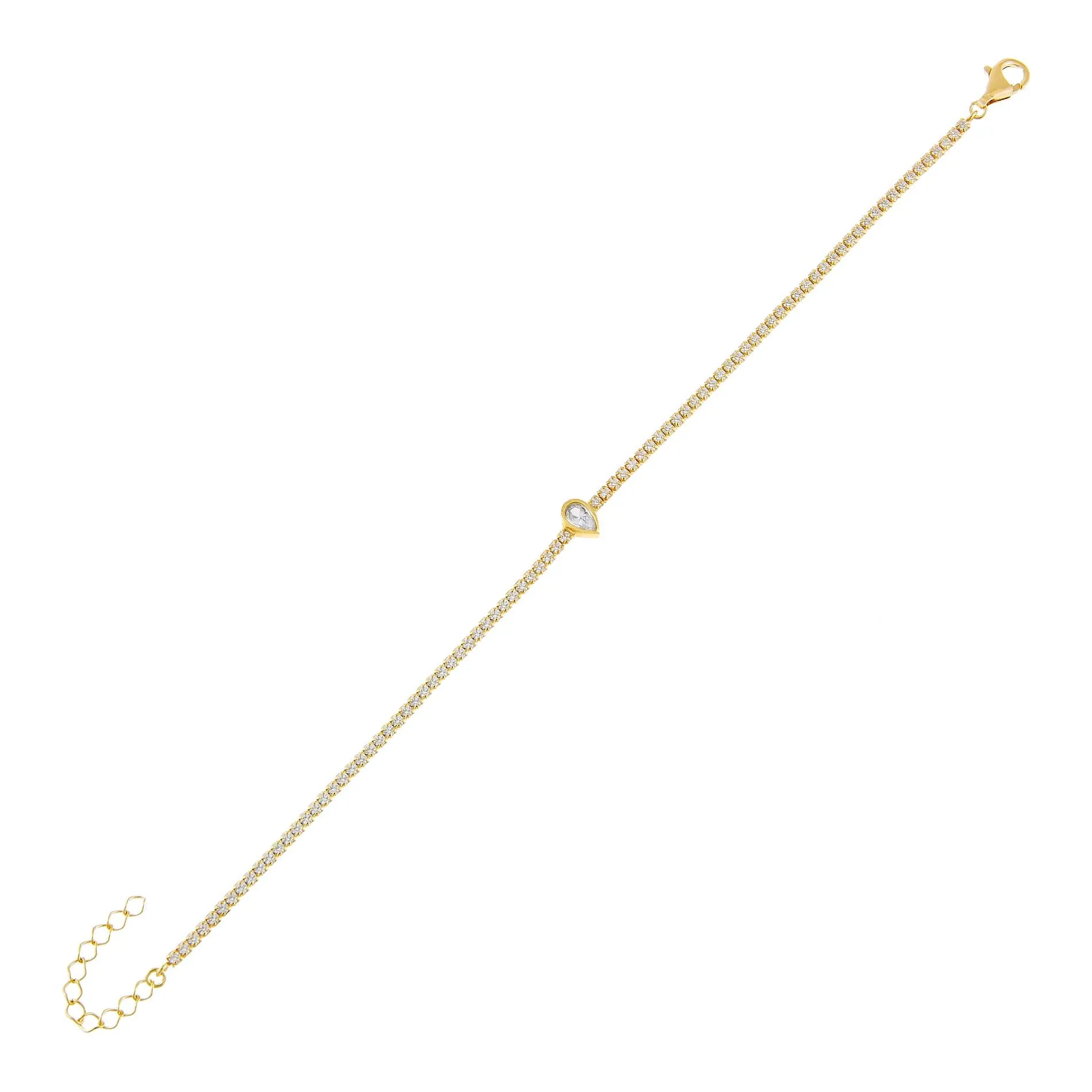 Pear Bezel Thin Tennis Bracelet