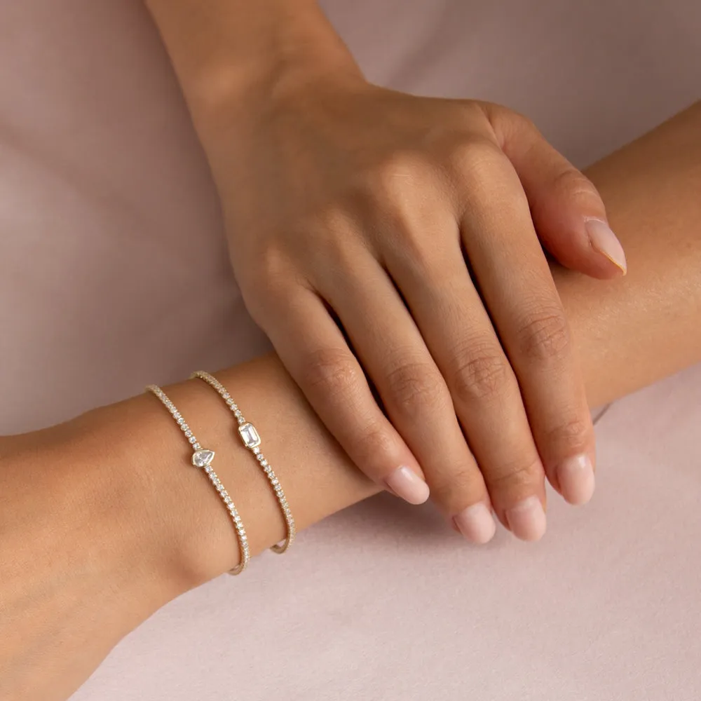 Pear Bezel Thin Tennis Bracelet