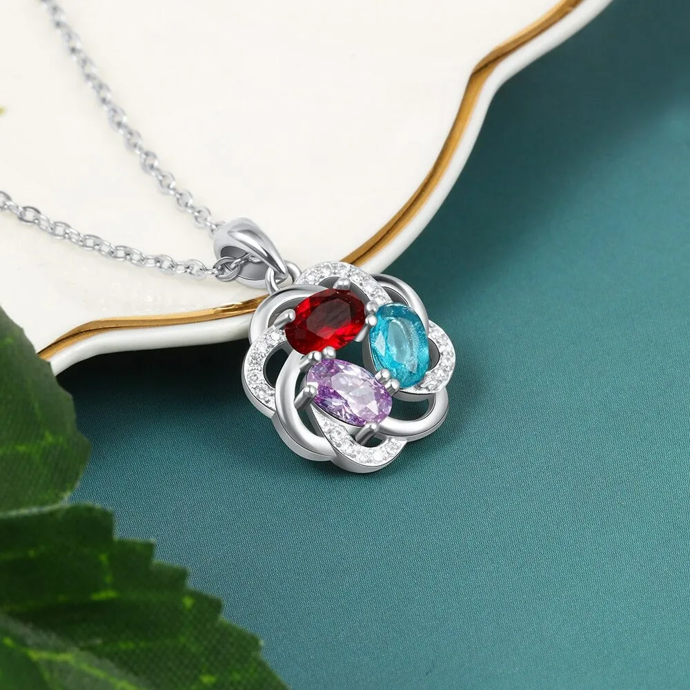 Personalized 3 Oval Stones Necklaces