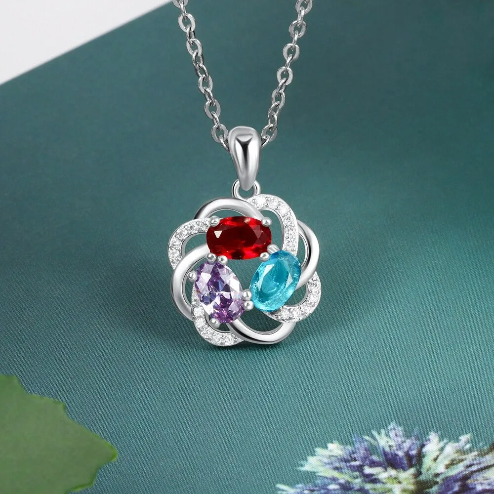 Personalized 3 Oval Stones Necklaces