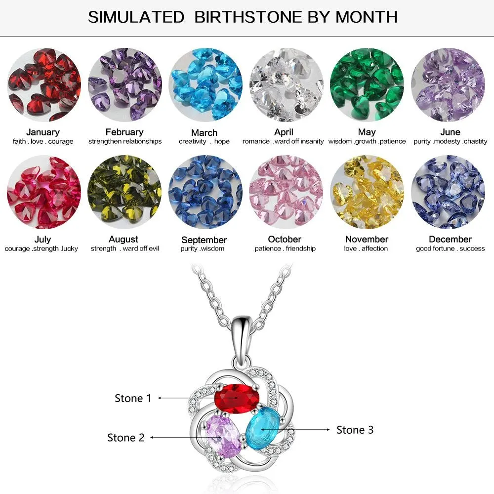 Personalized 3 Oval Stones Necklaces