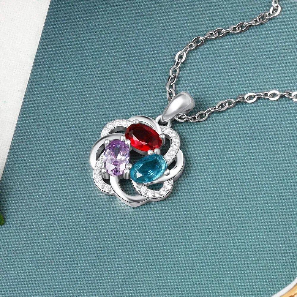 Personalized 3 Oval Stones Necklaces