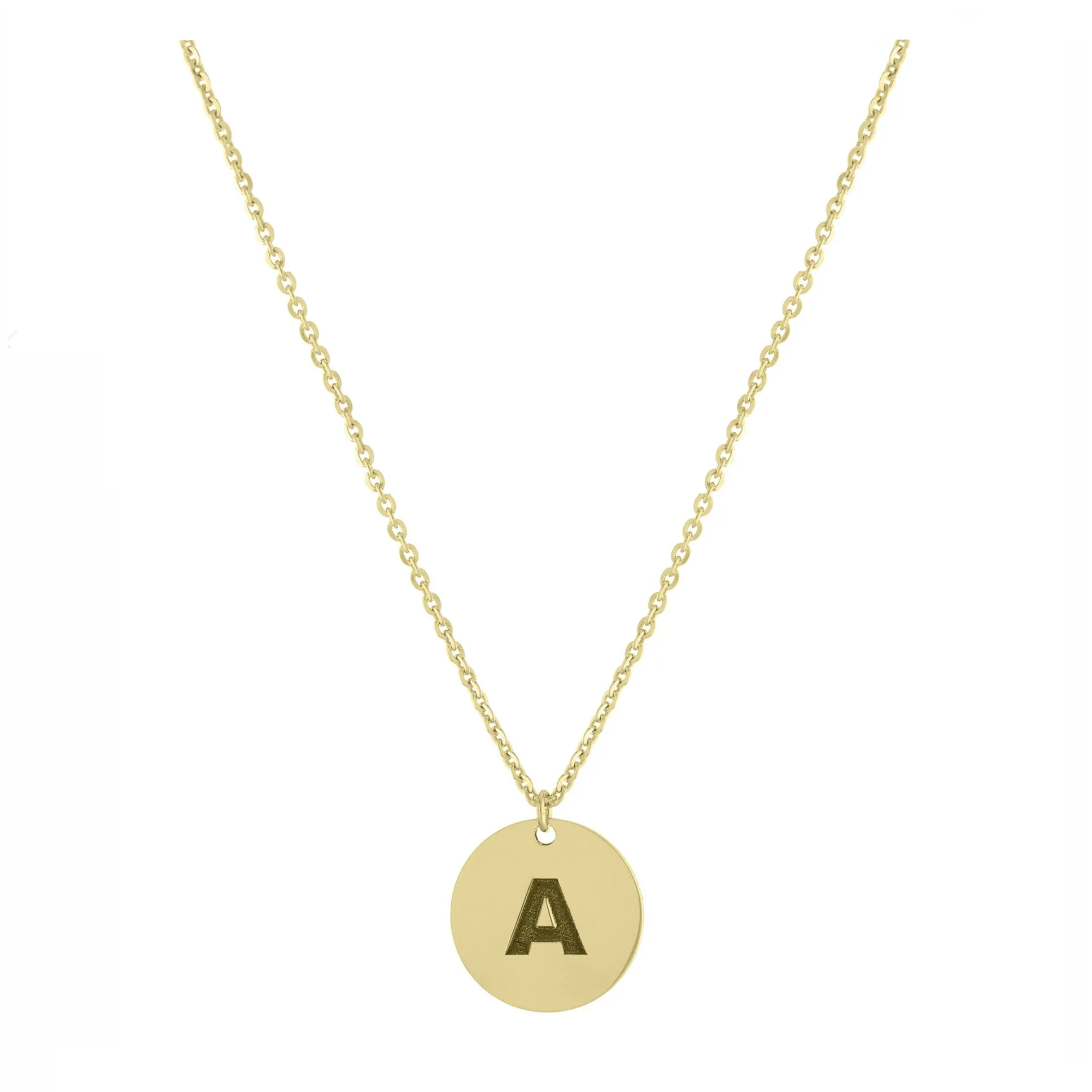 Personalized Block Initial Disc Necklace