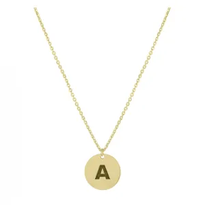 Personalized Block Initial Disc Necklace
