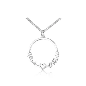 Personalized Custom 2 Names Necklace for Women 925 Sterling Silver Circle Necklace with Heart Fine Jewelry