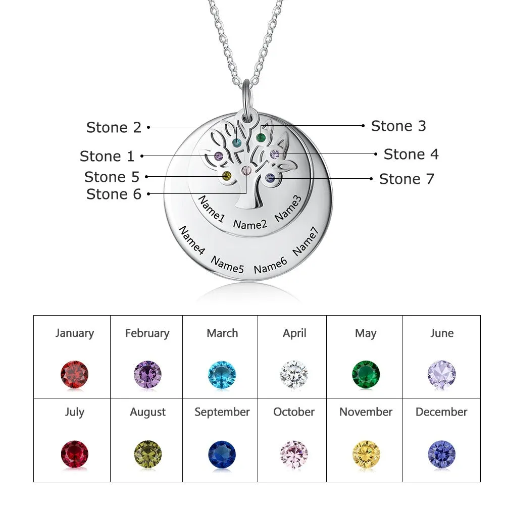 Personalized Family 7 Names Engraved Necklaces