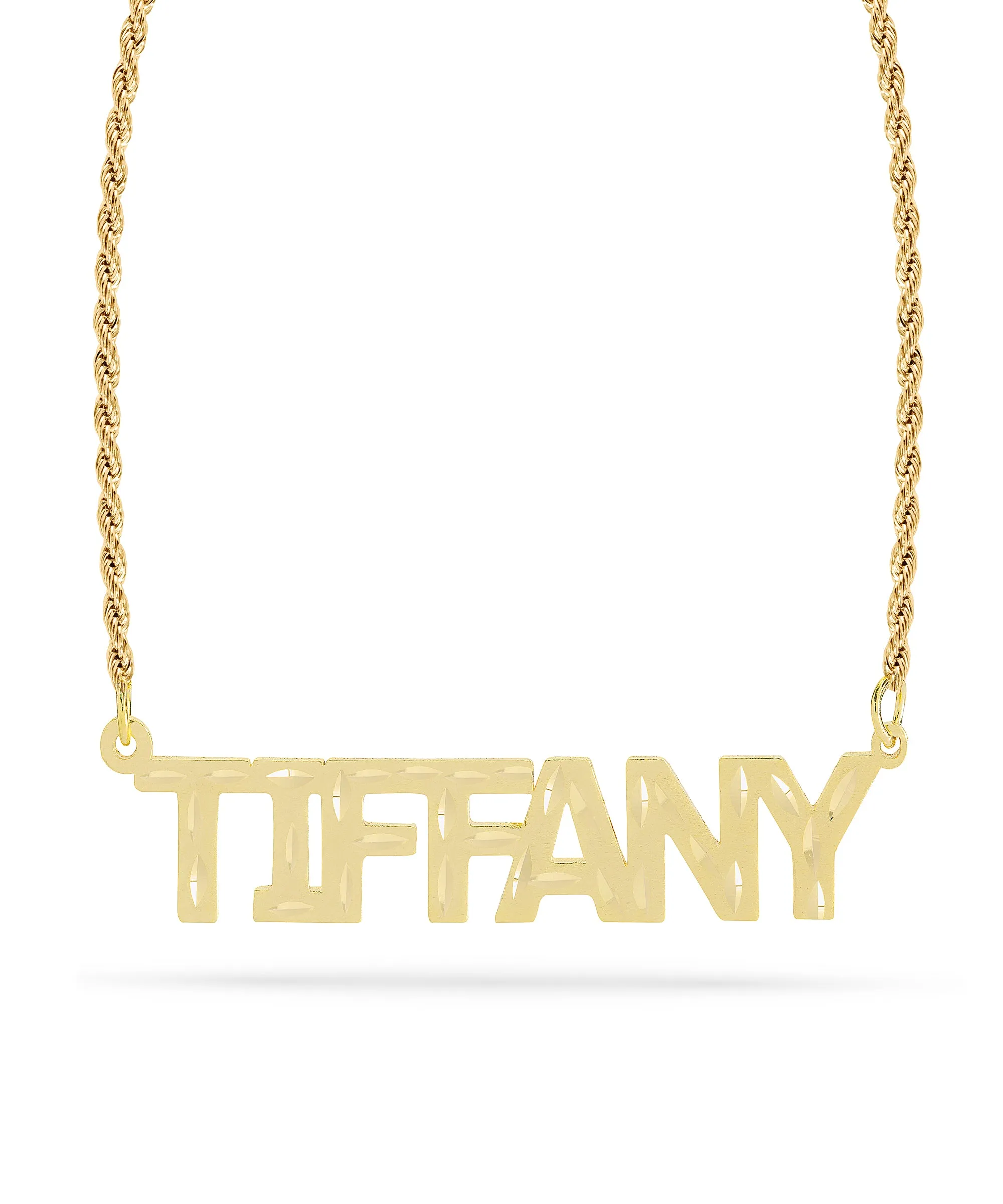 Personalized Name necklace with  Diamond Cut and Satin Finish "TIFFANY"