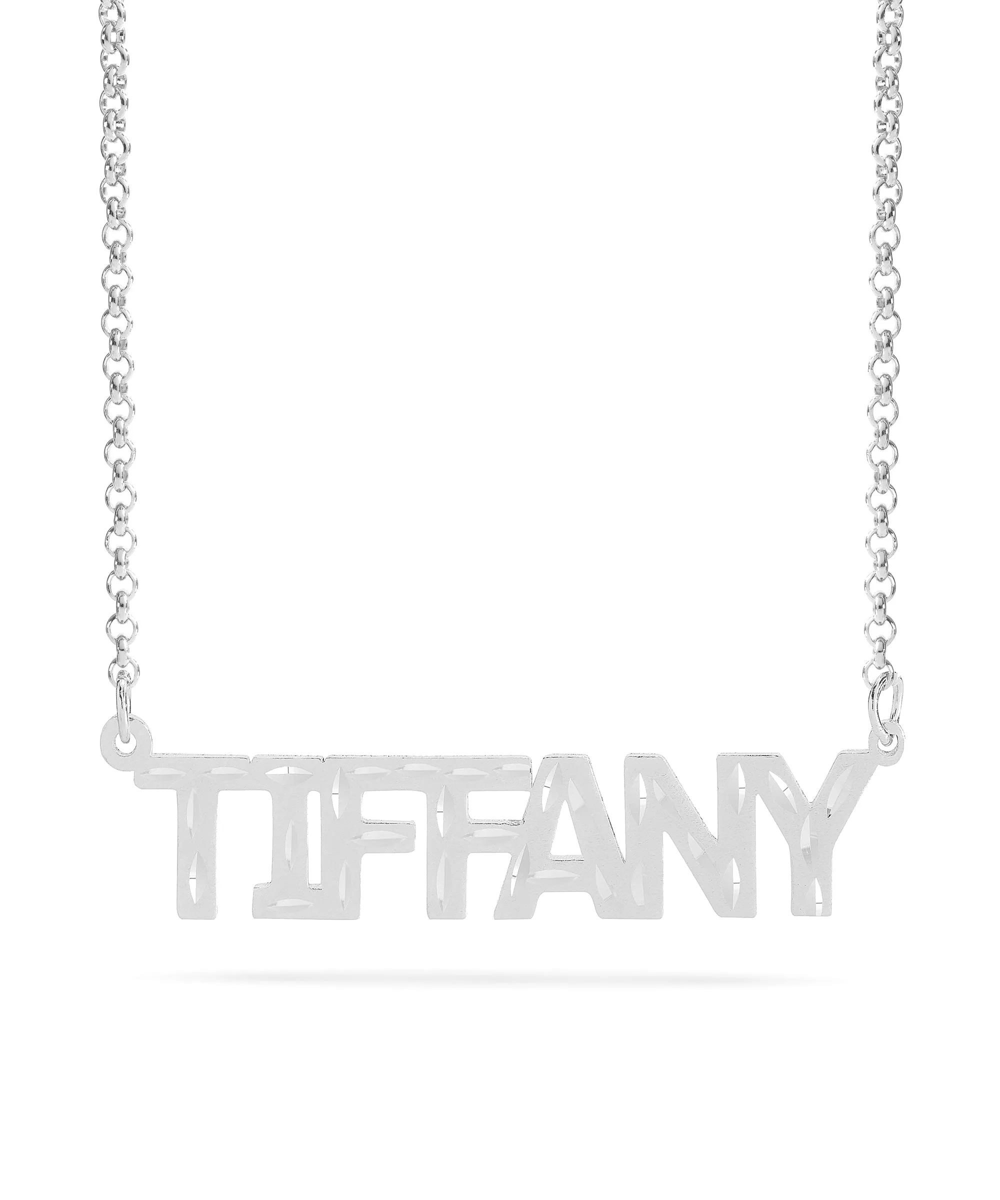 Personalized Name necklace with  Diamond Cut and Satin Finish "TIFFANY"