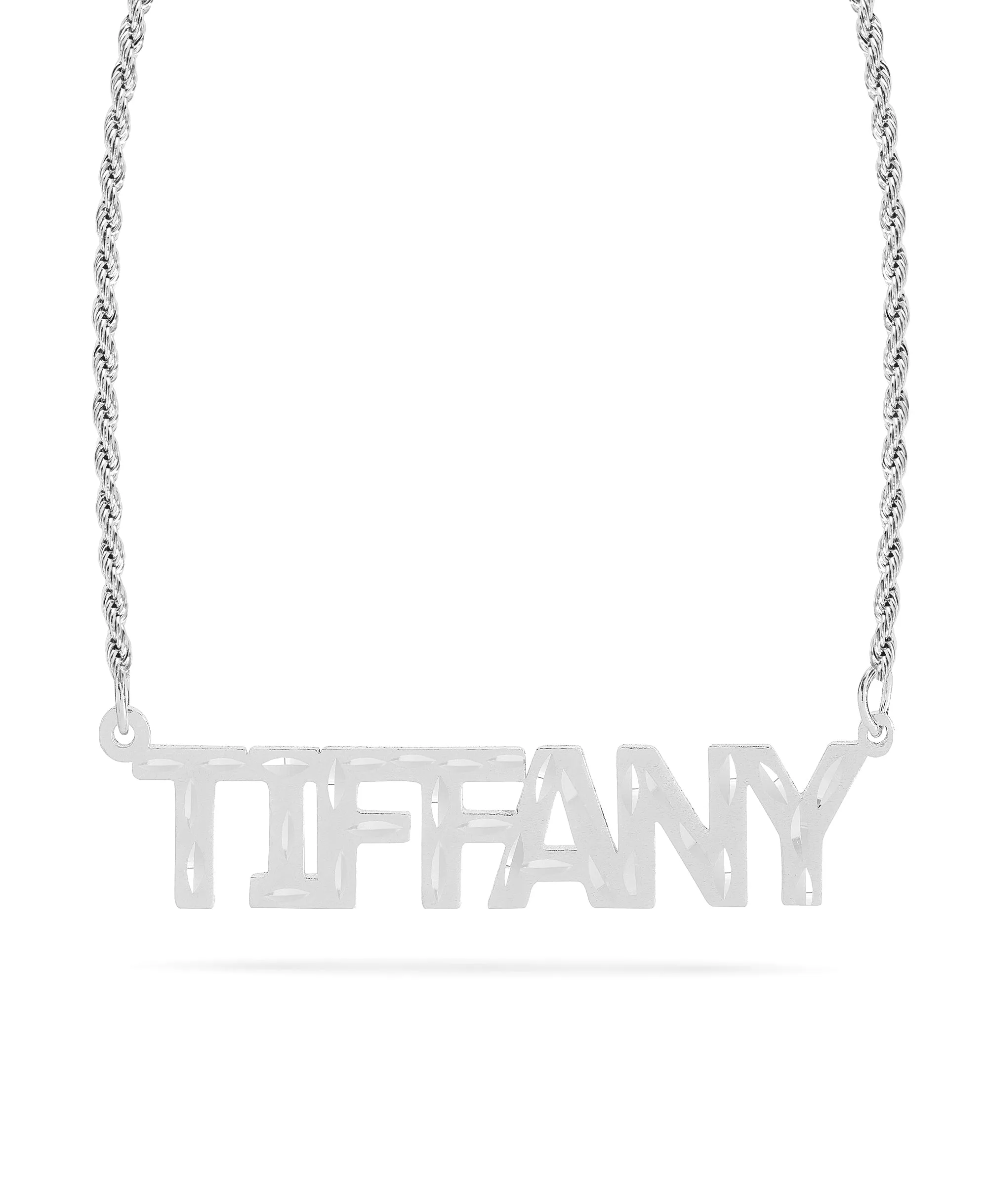 Personalized Name necklace with  Diamond Cut and Satin Finish "TIFFANY"