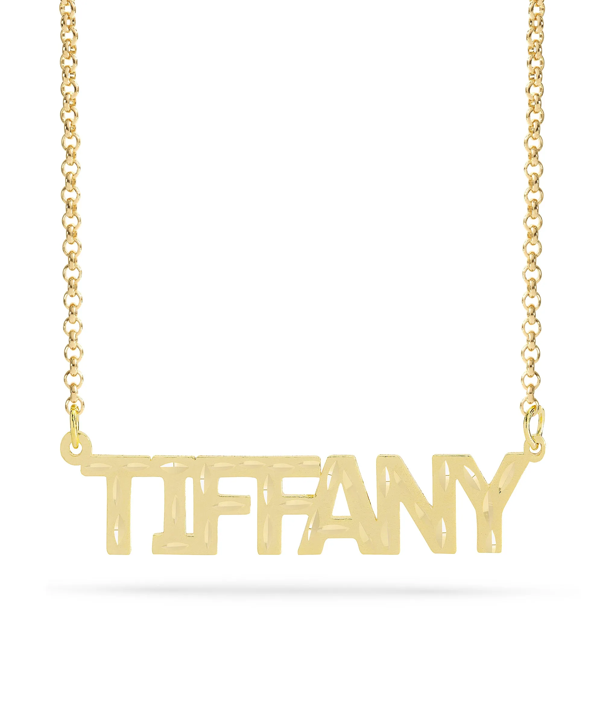 Personalized Name necklace with  Diamond Cut and Satin Finish "TIFFANY"