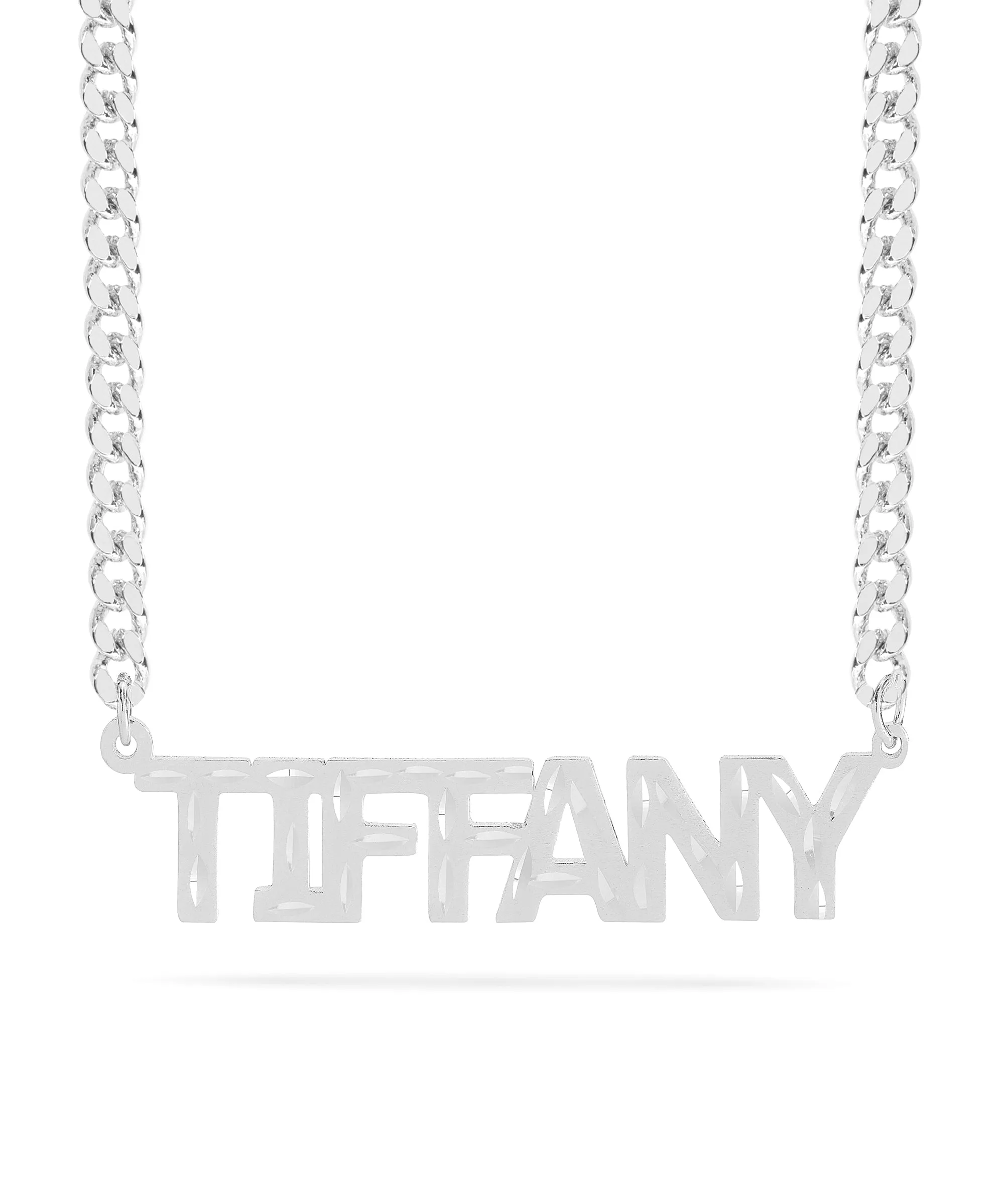 Personalized Name necklace with  Diamond Cut and Satin Finish "TIFFANY"