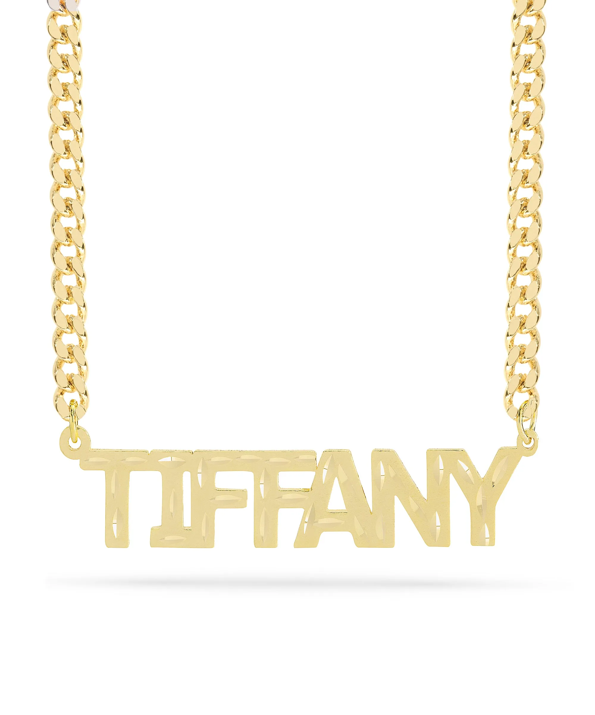 Personalized Name necklace with  Diamond Cut and Satin Finish "TIFFANY"