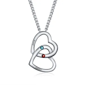 Personalized Pendants Necklaces Birthstone Merging Hearts 925 Sterling Silver Necklaces & Pendants