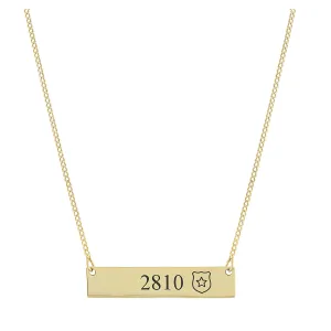 Personalized Police Shield Bar Necklace