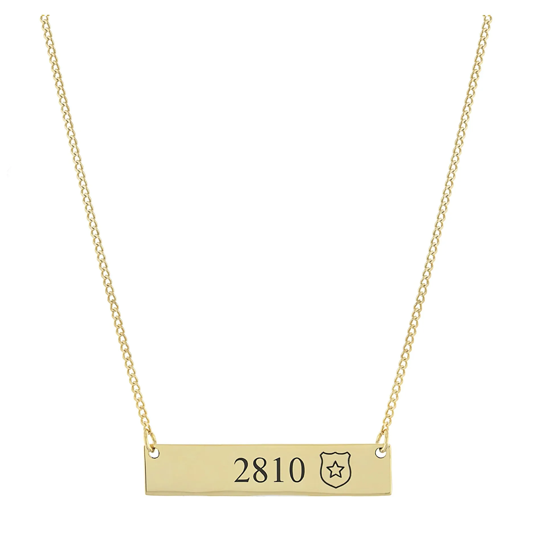 Personalized Police Shield Bar Necklace