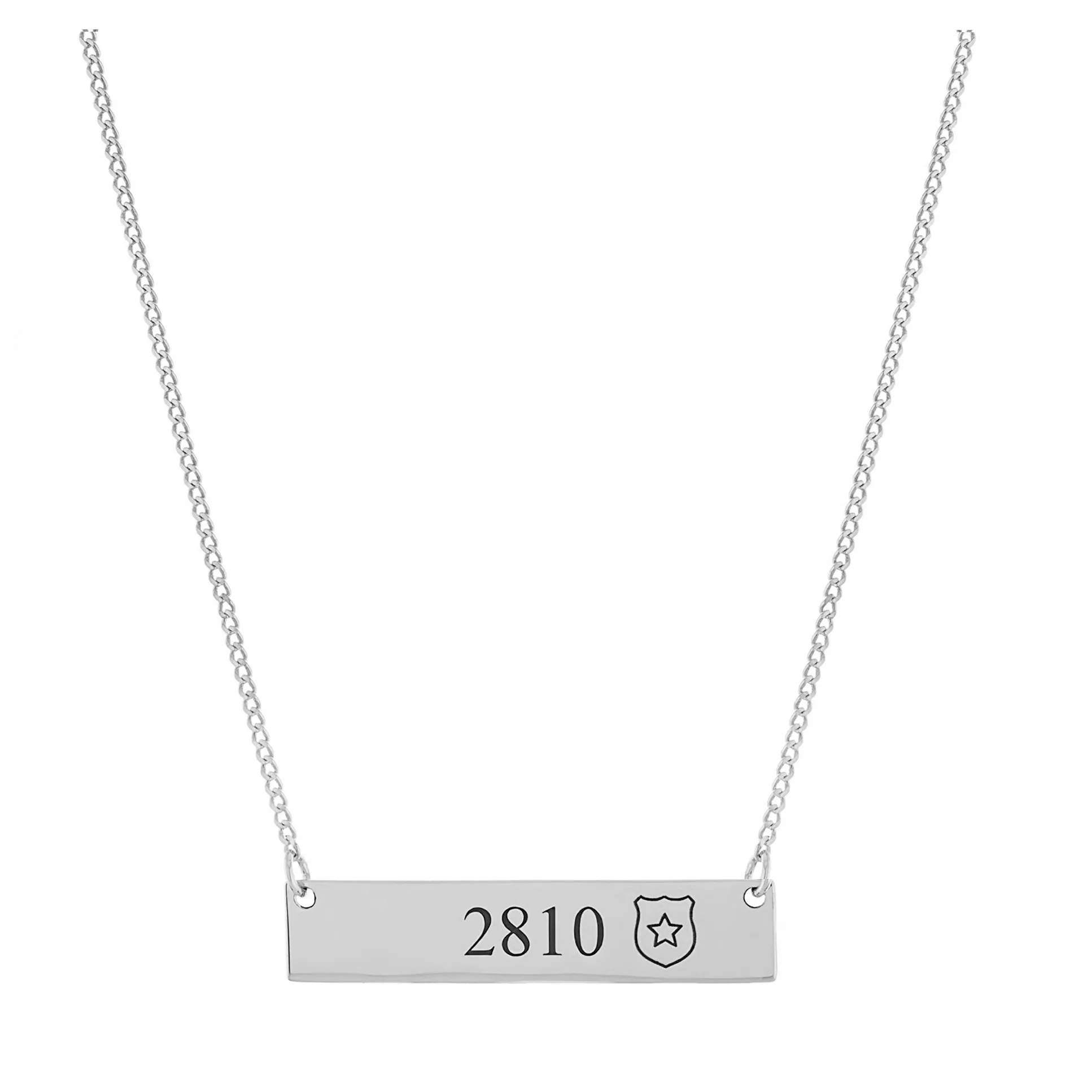 Personalized Police Shield Bar Necklace
