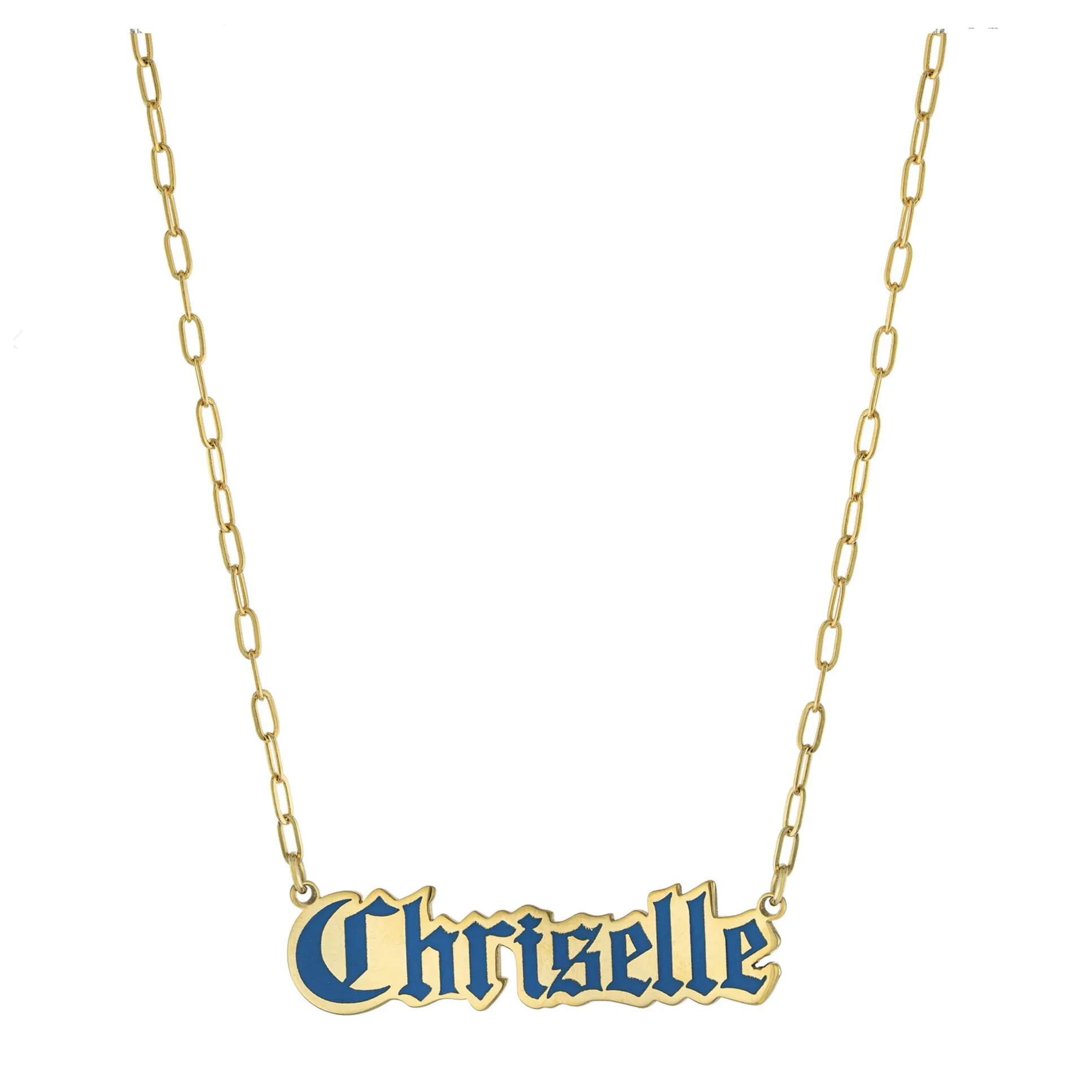 Personalized Resin Gothic Name Necklace