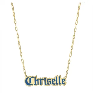 Personalized Resin Gothic Name Necklace