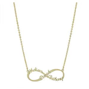 Personalized Script Triple Name Infinity Necklace