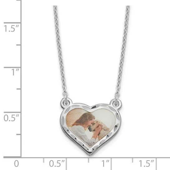 Personalized Small 12 mm Photo Heart with Beveled Edge Necklace