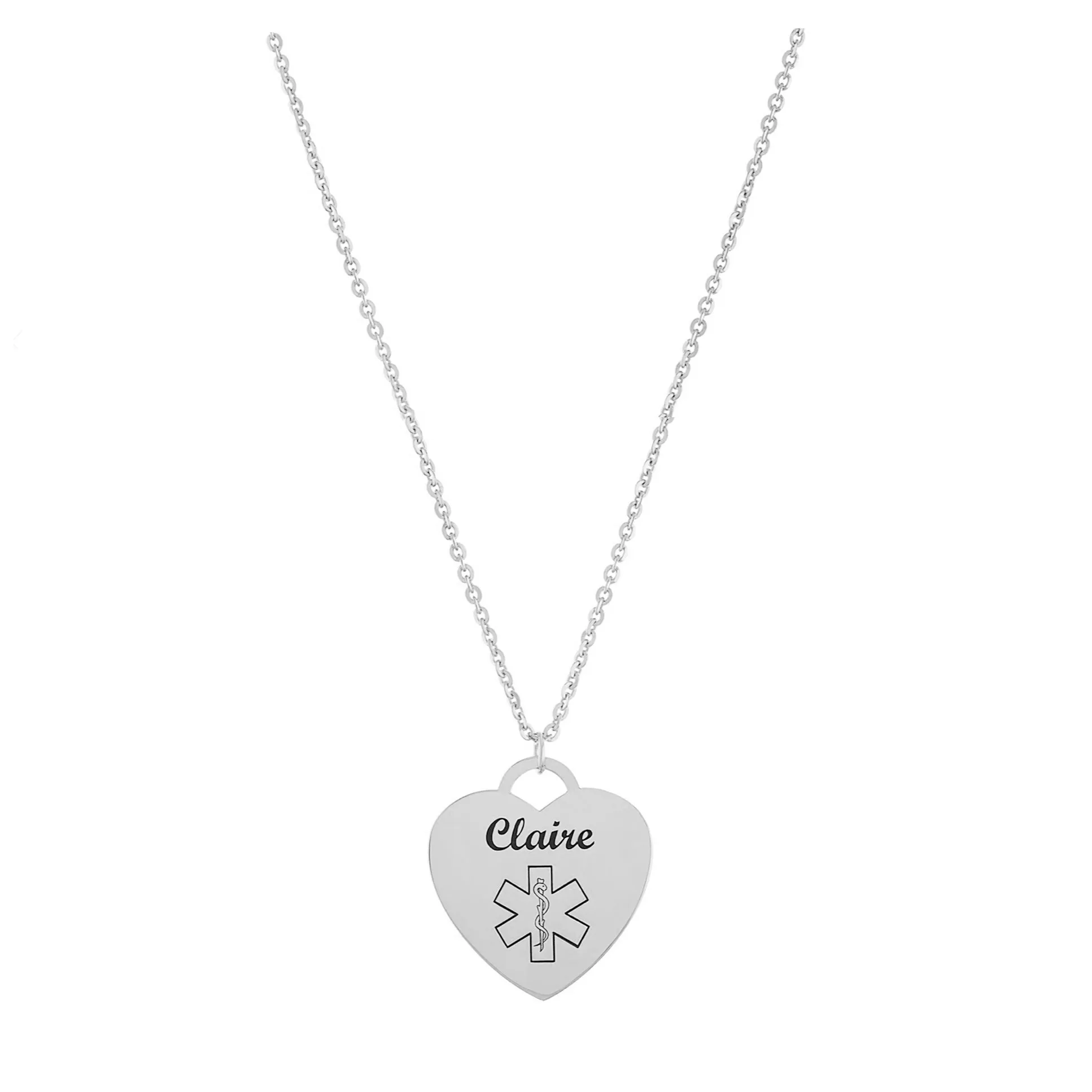 Personalized Star of Life Heart Necklace