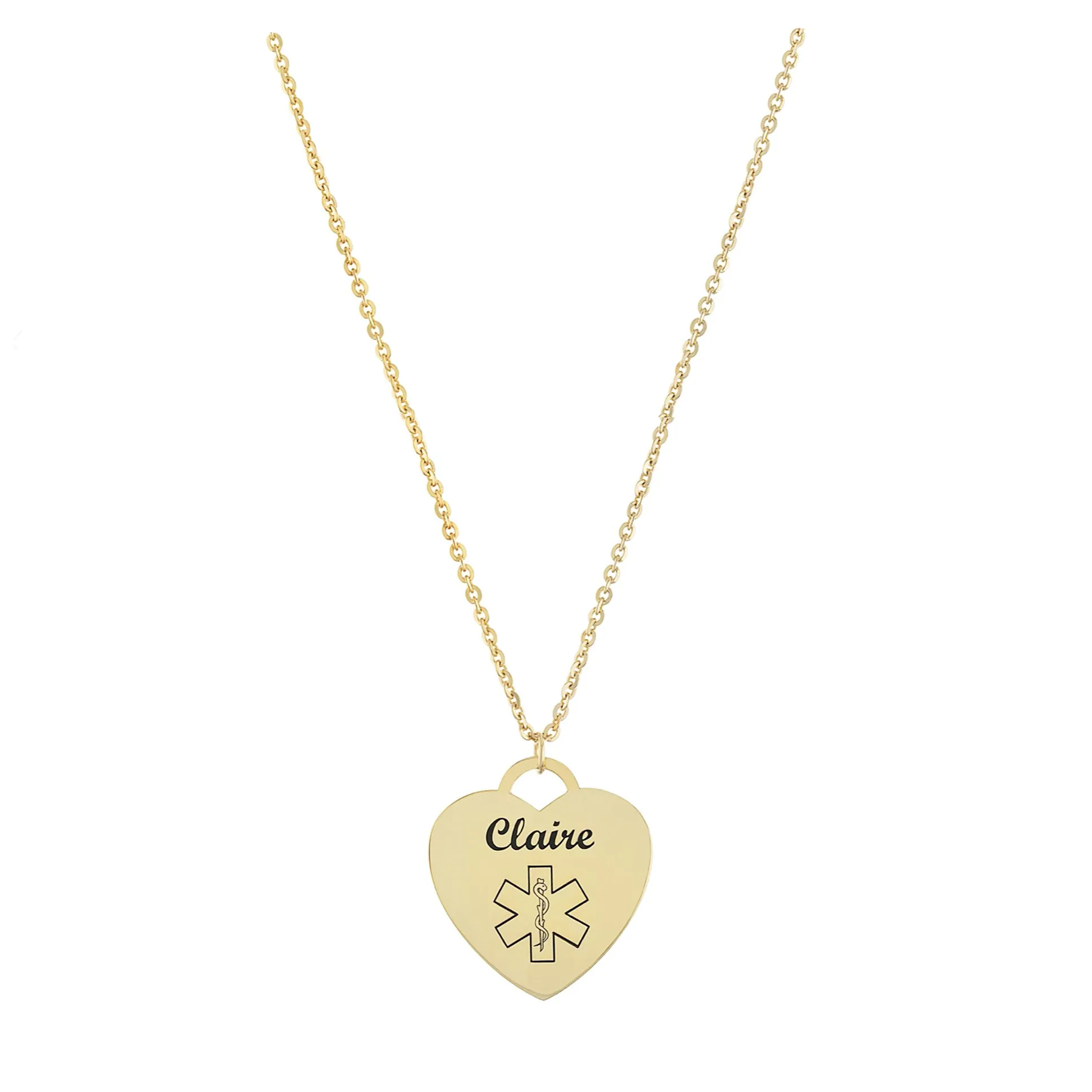 Personalized Star of Life Heart Necklace