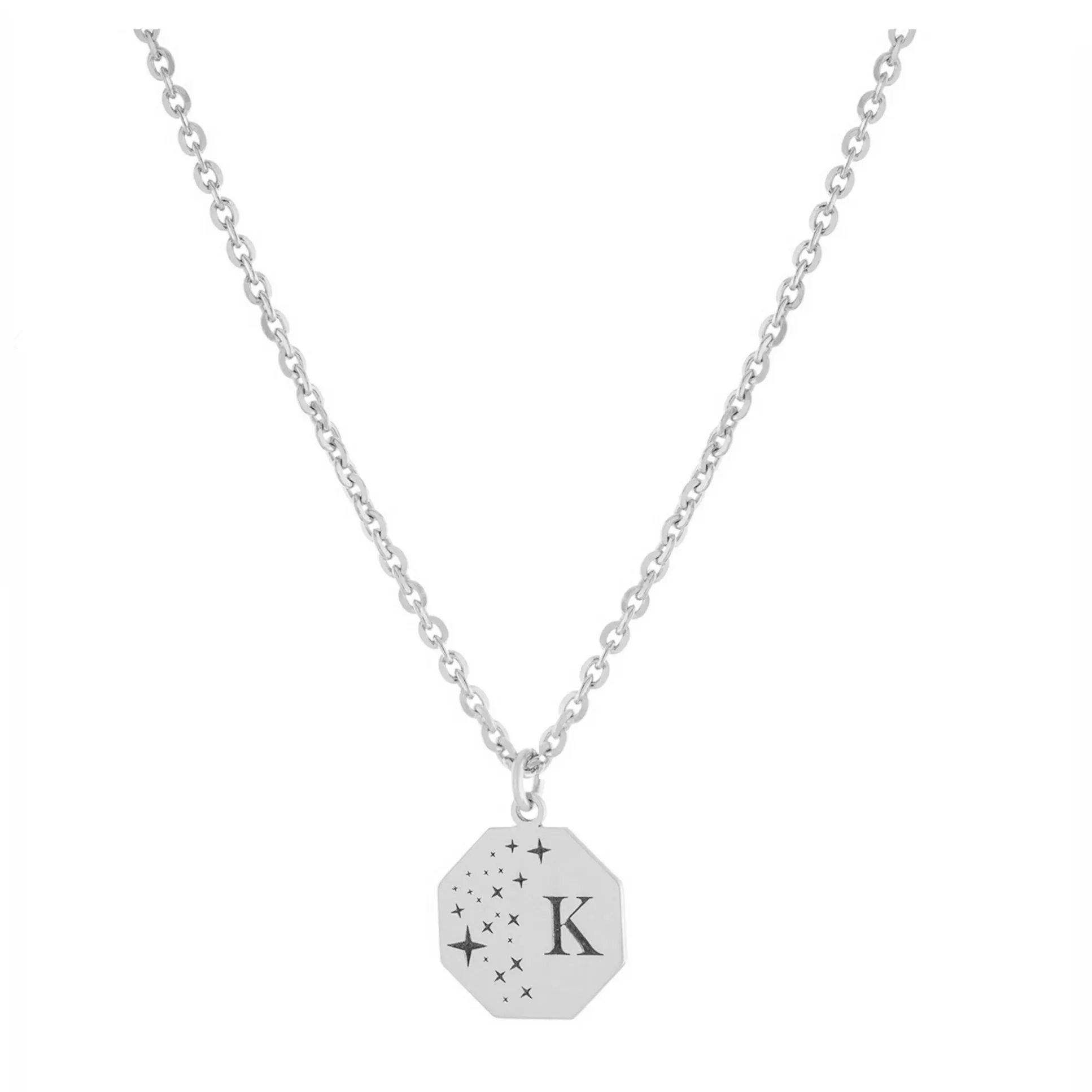 Personalized Starry Octagon Initial Necklace