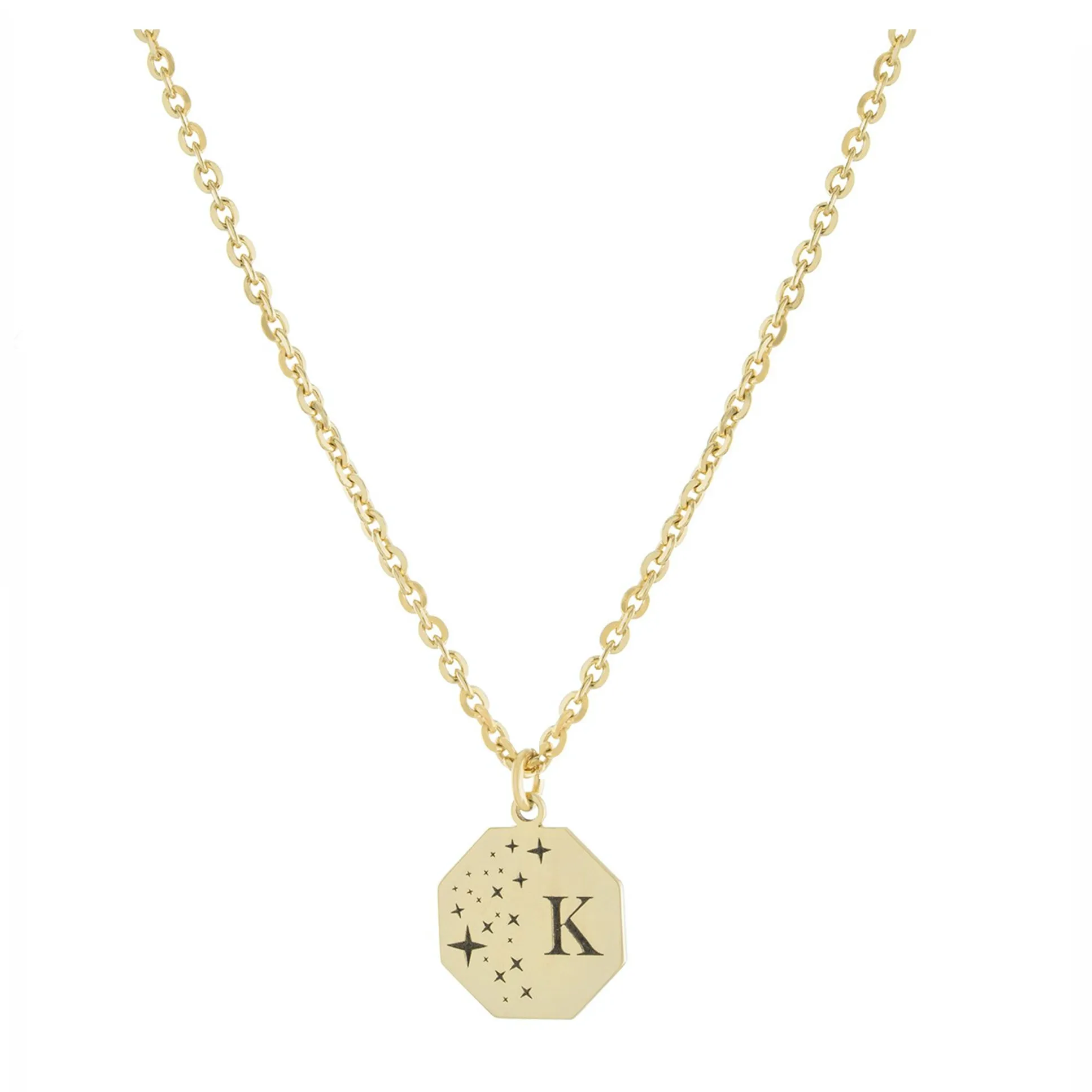 Personalized Starry Octagon Initial Necklace
