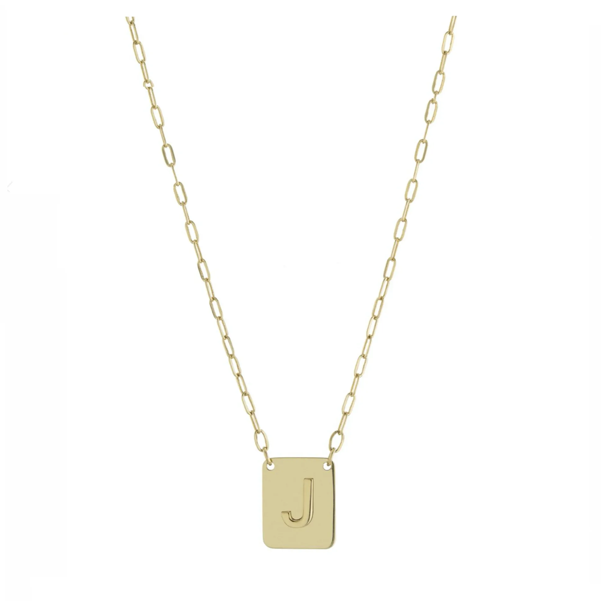 Personalized Tag Initial Paperclip Chain Necklace