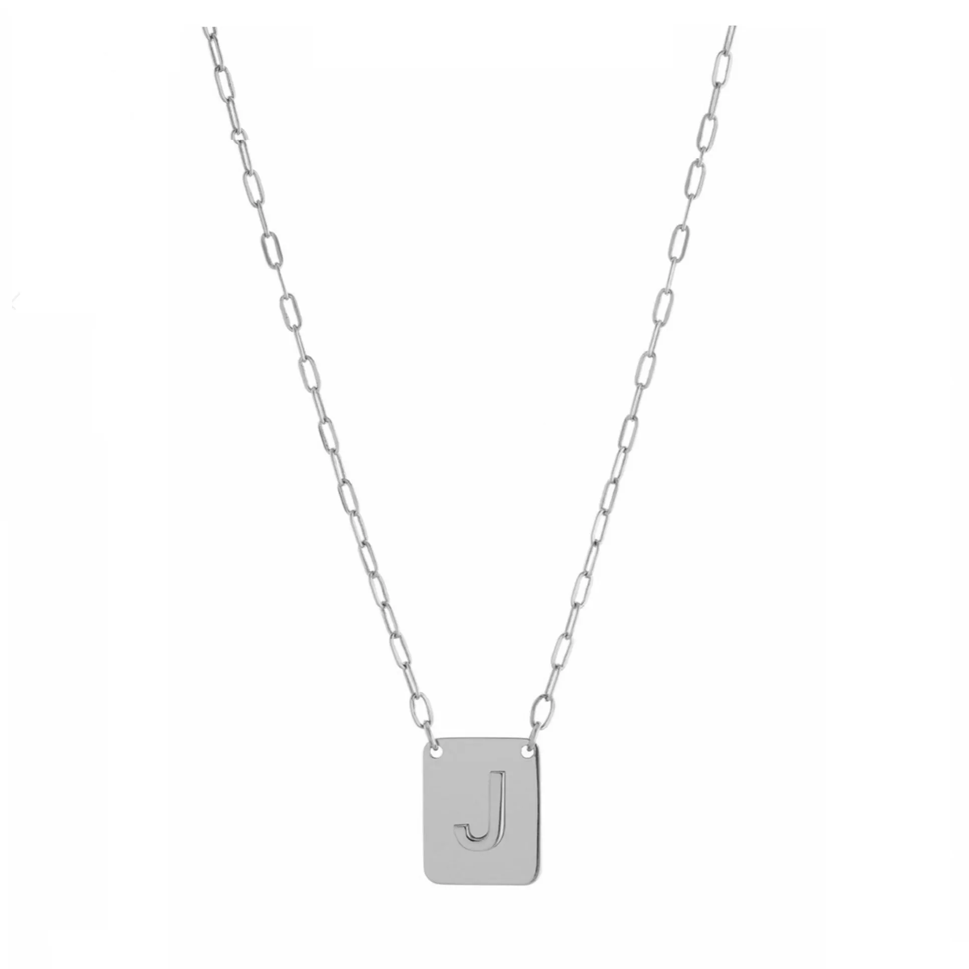 Personalized Tag Initial Paperclip Chain Necklace
