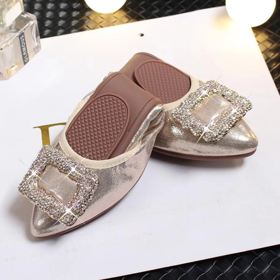 Petite Size Flats With Rhinestone Buckle GS395