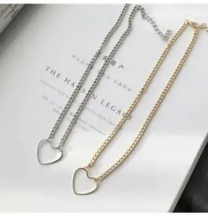 Pinapes Gold Hollow Heart Necklace 2023 Gold Hollow (Set of 2)