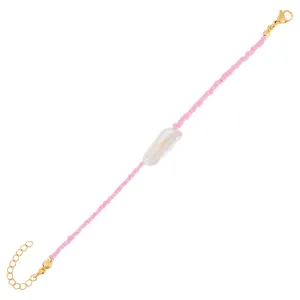 Pink Baroque Pearl Beaded Bracelet