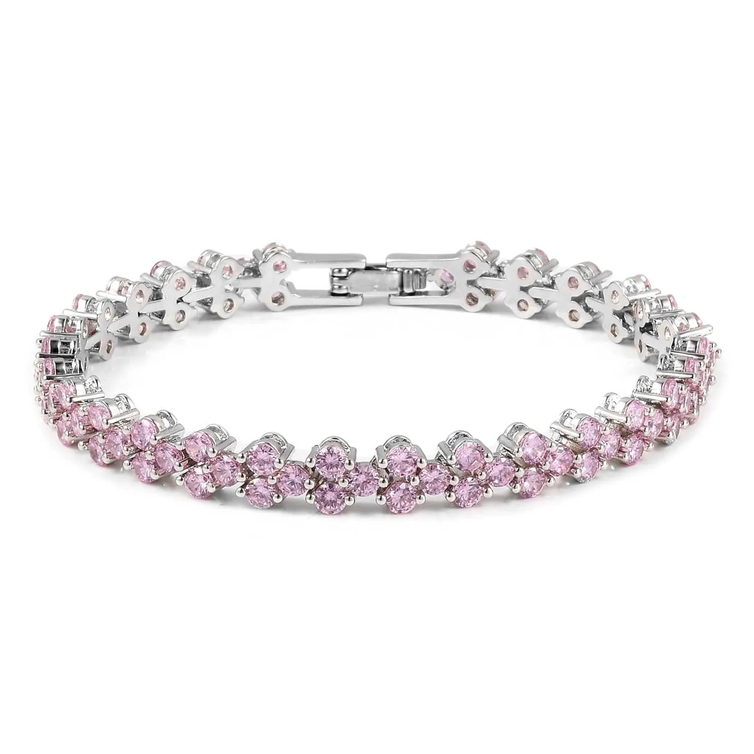 Pink Cz 925 Sterling Silver Tennis Bracelet Jewelry