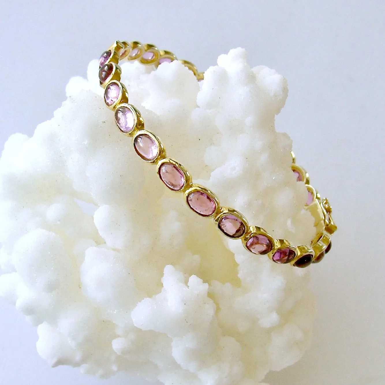 Pink Quartz Hinged Stacking Bracelet - Darby Pink Quartz Bracelet