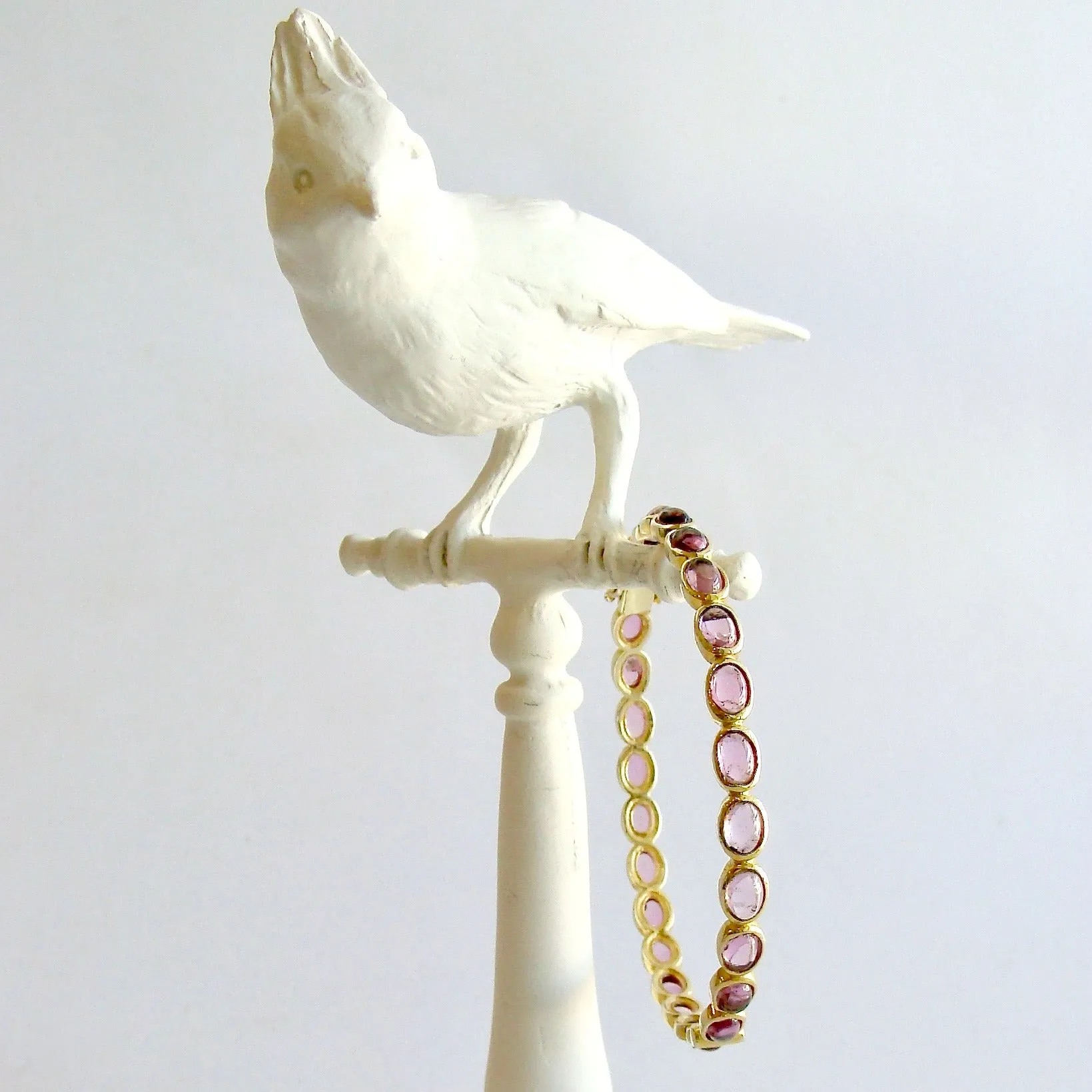 Pink Quartz Hinged Stacking Bracelet - Darby Pink Quartz Bracelet
