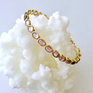 Pink Quartz Hinged Stacking Bracelet - Darby Pink Quartz Bracelet