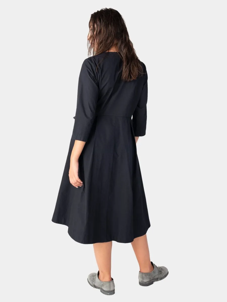 Pleated Midi Cotton Wrap Dress