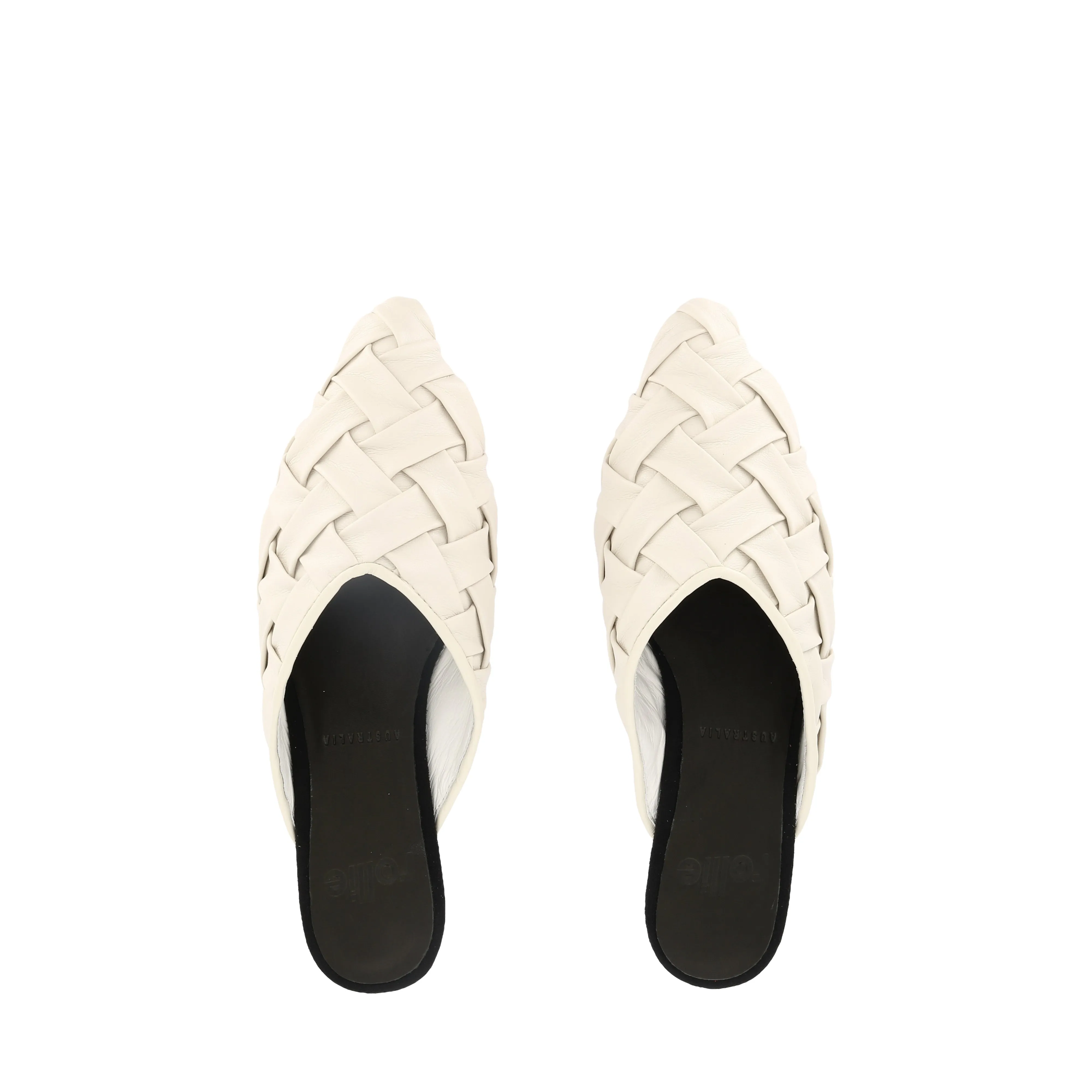 POINTED MULE SOFT - WOVEN WHITE LEATHER