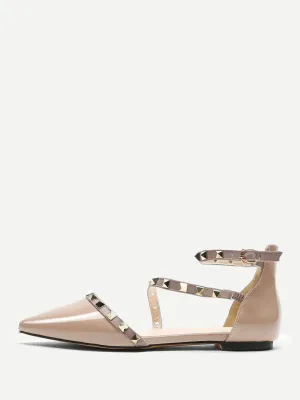 Pointed Toe Studded Decor Flats