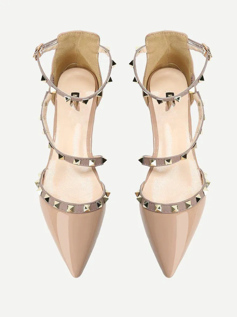 Pointed Toe Studded Decor Flats
