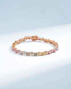 Princess Staggered Pastel Sapphire Tennis Bracelet