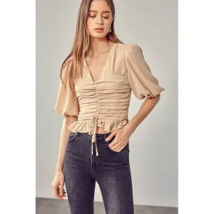 Puff Sleeve Cinched Top
