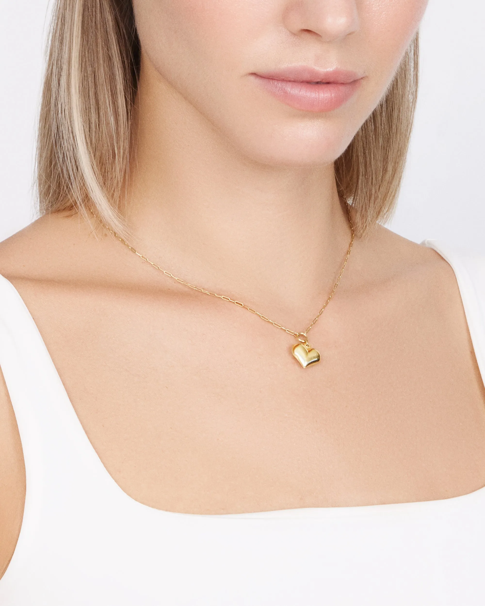 Puffed Heart Pendant Necklace