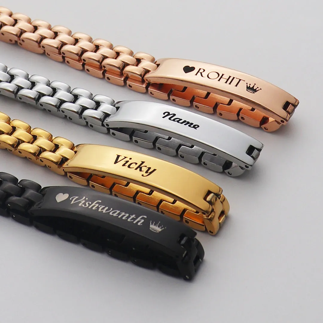 Qty: 2X Combo Premium Steel Engravable Bracelets for Men & Women - Available in 4 Colors