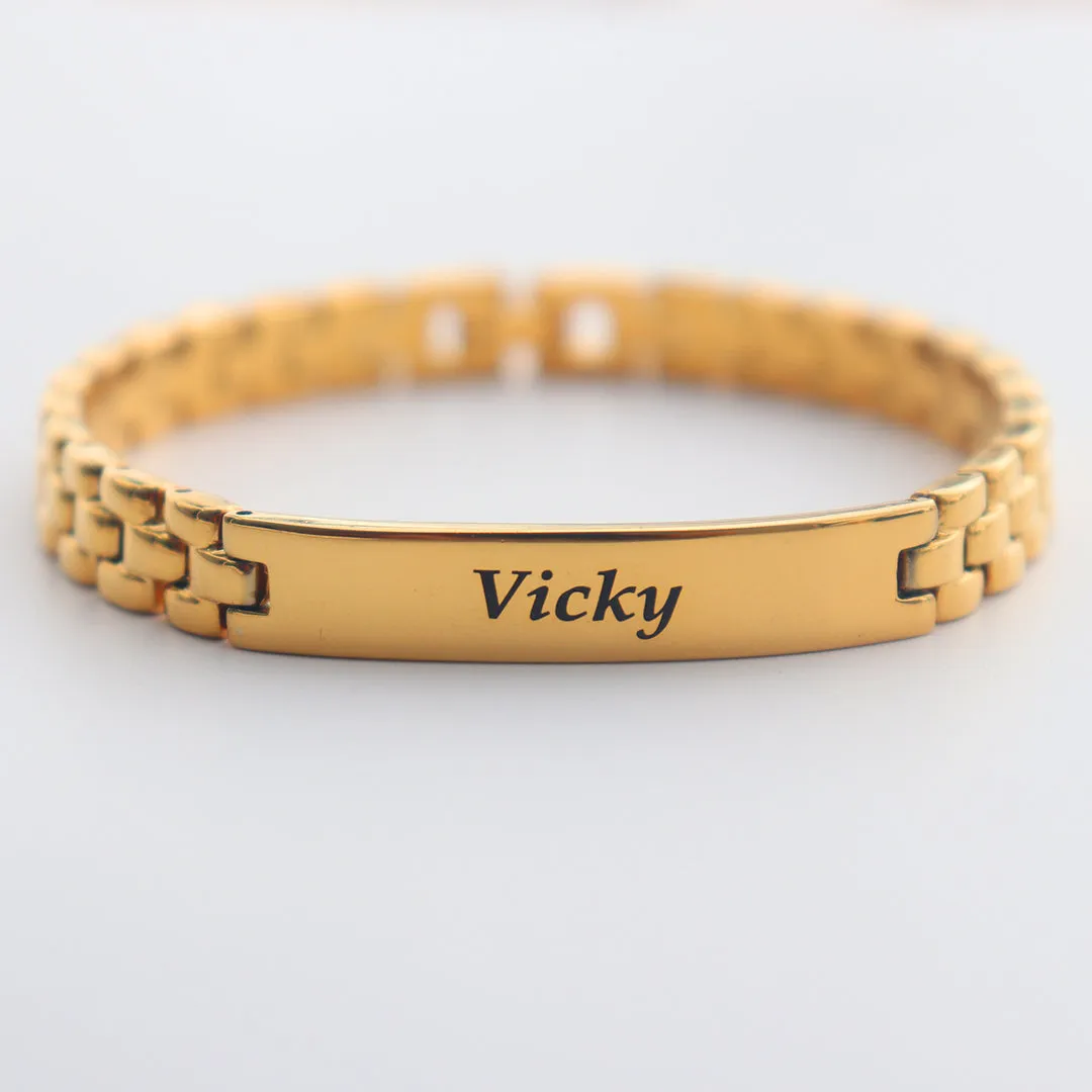 Qty: 2X Combo Premium Steel Engravable Bracelets for Men & Women - Available in 4 Colors